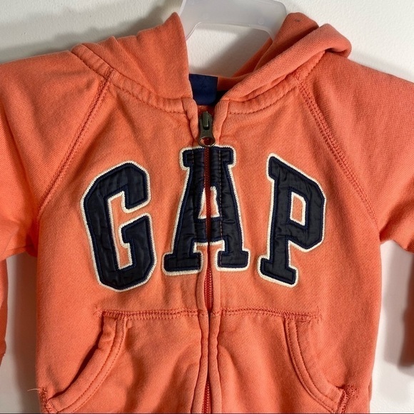 Gap Full Zip Sweatshirt 2T Peach Pink Girls Kids - Picture 3 of 5